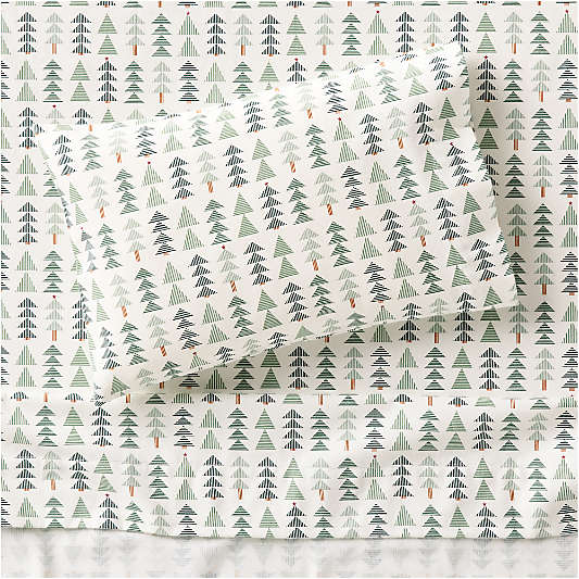 Supercozy Oh Christmas Tree Striped Organic Flannel Toddler Sheet Set