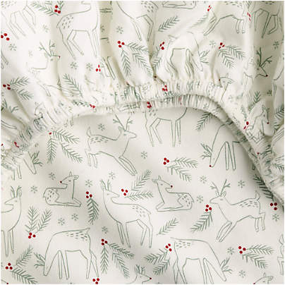 Supercozy Restful Reindeer Christmas Organic Flannel Baby Crib Fitted Sheet