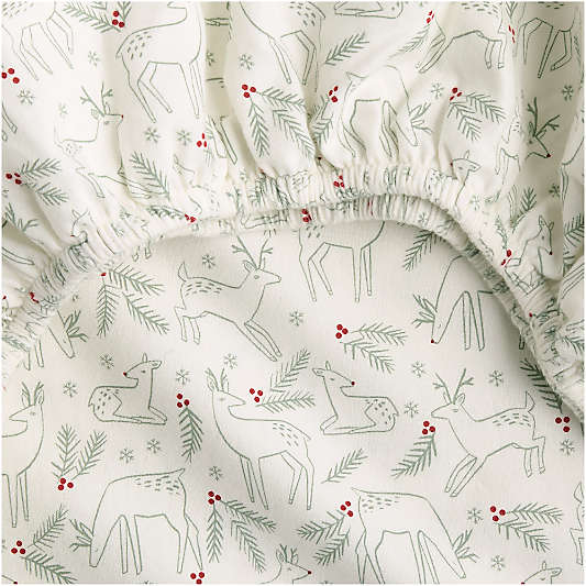 Supercozy Restful Reindeer Christmas Organic Flannel Baby Crib Fitted Sheet