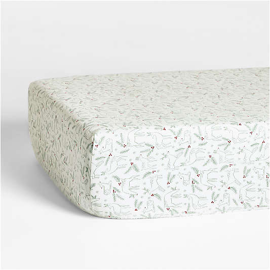 Supercozy Restful Reindeer Christmas Organic Flannel Baby Crib Fitted Sheet