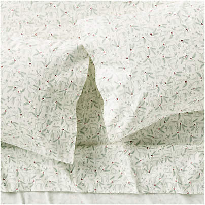 Supercozy Restful Reindeer Christmas Organic Flannel Kids Queen Sheet Set