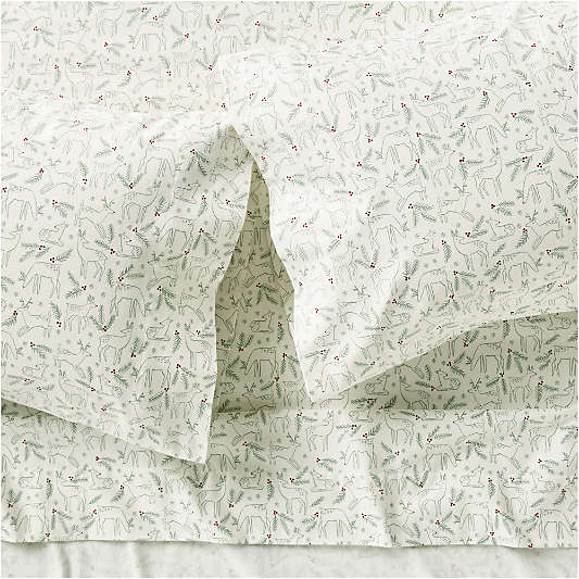 Supercozy Restful Reindeer Christmas Organic Flannel Kids Sheet Set