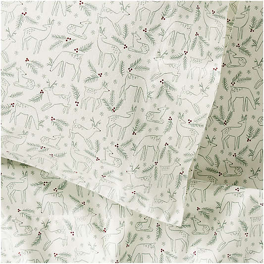 Supercozy Restful Reindeer Christmas Organic Flannel Kids Sheet Set
