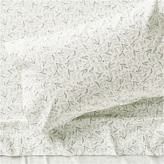 Supercozy Restful Reindeer Christmas Organic Flannel Kids Twin Sheet Set