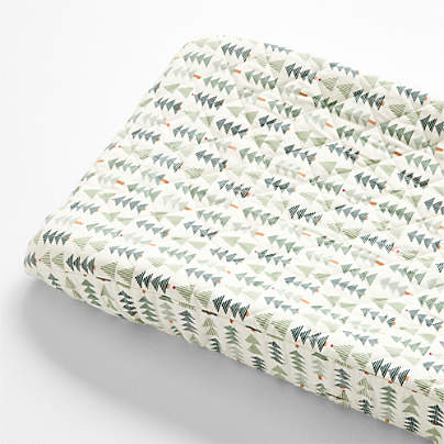 Supercozy Oh Christmas Tree Stripe Organic Flannel Baby Changing Pad Cover