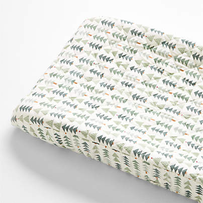 Supercozy Oh Christmas Tree Stripe Organic Flannel Baby Changing Pad Cover