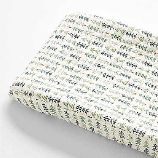Supercozy Oh Christmas Tree Stripe Organic Flannel Baby Changing Pad Cover