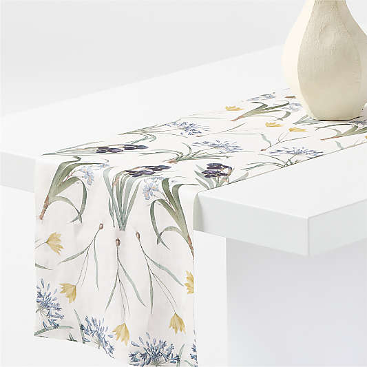 Spring Floral Printed 120" Linen Table Runner