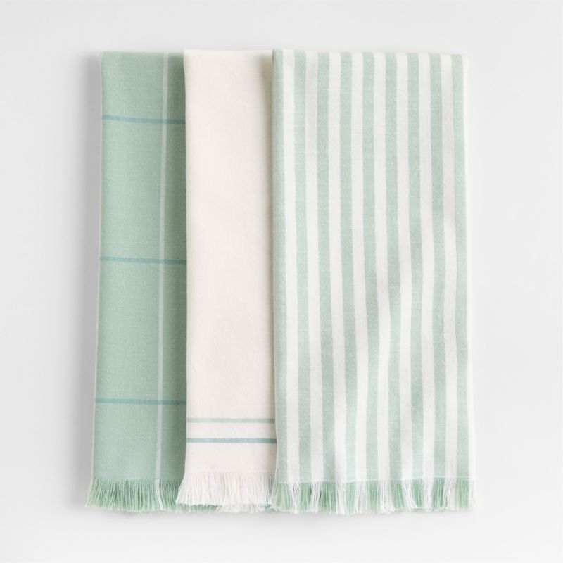 Spring Fringe Dusty Jade Organic Cotton Dish Towels, Set of 3 - image 0 of 3