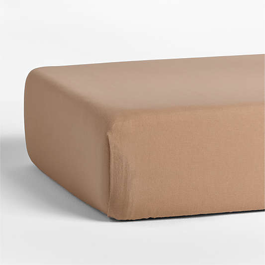 Supersoft Almond Brown Organic Cotton Gauze Baby Crib Fitted Sheet