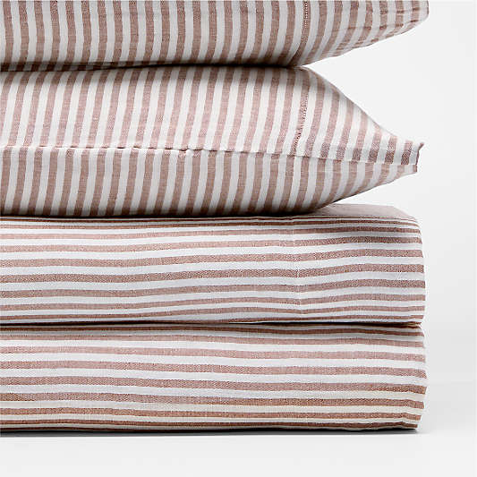 Supersoft Brulee Brown Striped 100% Organic Cotton Gauze Kids Queen Sheet Set