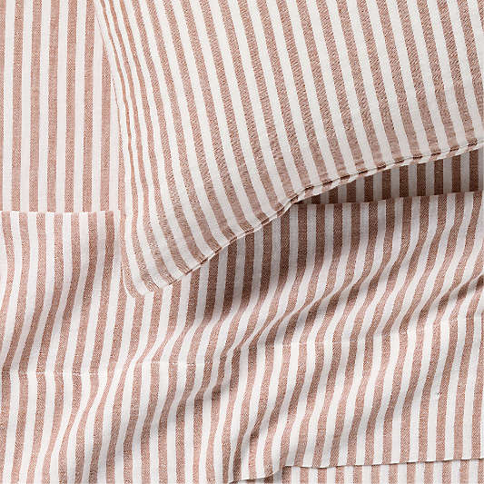 Supersoft Striped Brulee Brown Organic Cotton Gauze Kids Sheet Set
