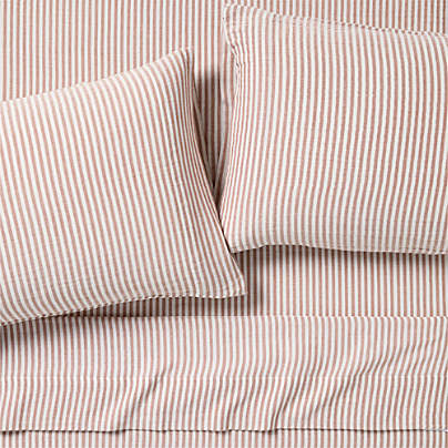 Supersoft Striped Brulee Brown Organic Cotton Gauze Kids Full Sheet Set