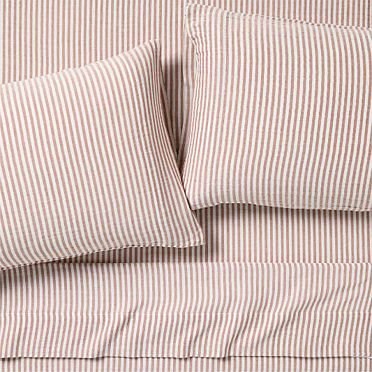 Supersoft Brulee Brown Striped 100% Organic Cotton Gauze Kids Full Sheet Set