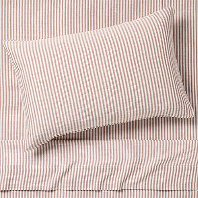 Supersoft Striped Brulee Brown Organic Cotton Gauze Kids Twin Sheet Set