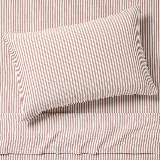 Supersoft Striped Brulee Brown Organic Cotton Gauze Kids Pillow Sham