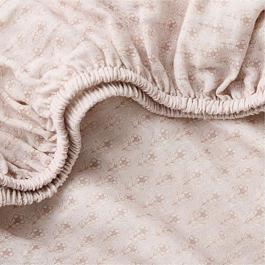 Supersoft Buttercup Block Print Organic Cotton Gauze Baby Crib Fitted Sheet