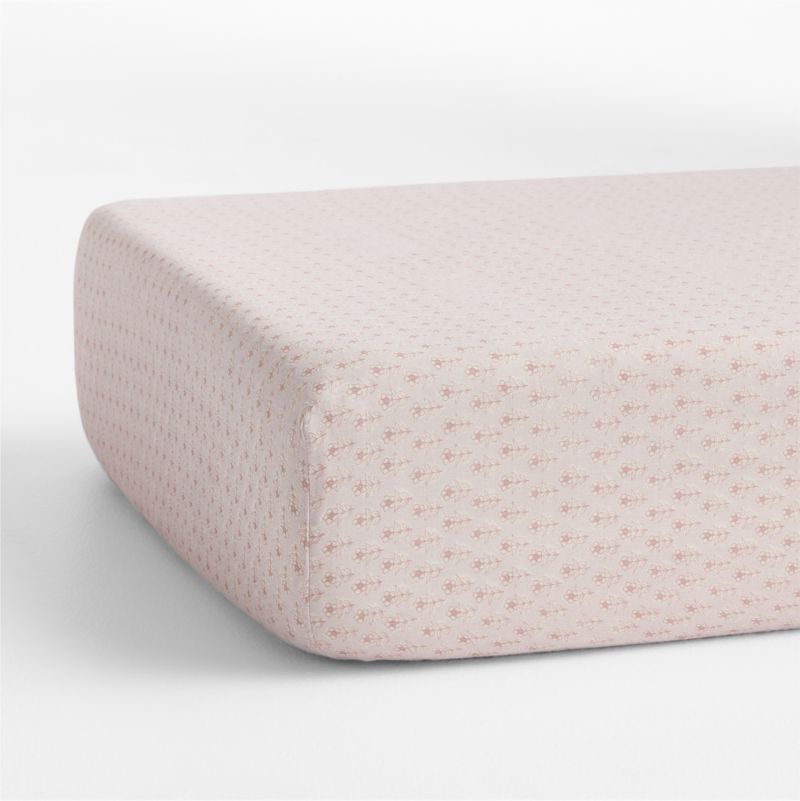 Supersoft Buttercup Block Print Organic Cotton Gauze Baby Crib Fitted Sheet - image 3 of 5