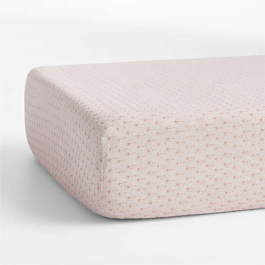 Supersoft Buttercup Block Print Organic Cotton Gauze Baby Crib Fitted Sheet