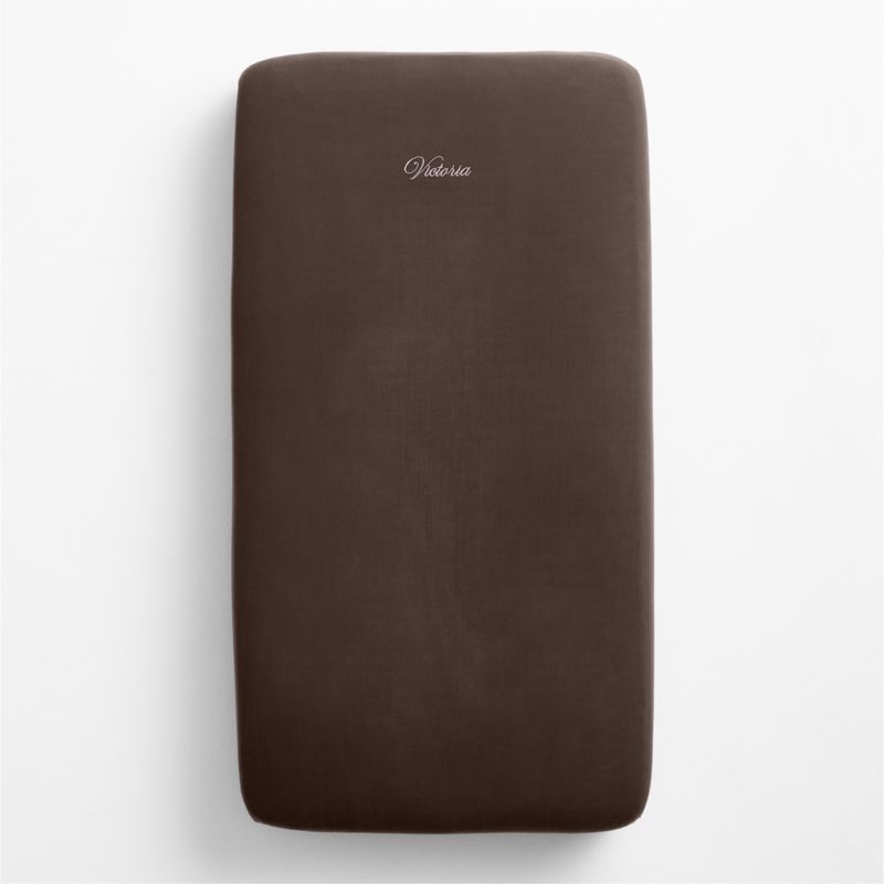 Supersoft Cacao Brown Organic Cotton Gauze Baby Crib Fitted Sheet - image 1 of 6