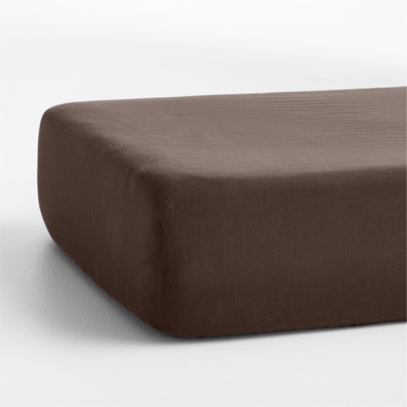 Supersoft Cacao Brown Organic Cotton Gauze Baby Crib Fitted Sheet - image 3 of 6