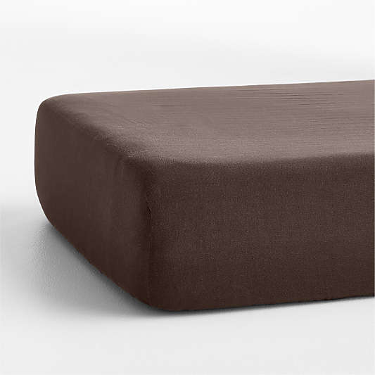 Supersoft Cacao Brown Organic Cotton Gauze Baby Crib Fitted Sheet