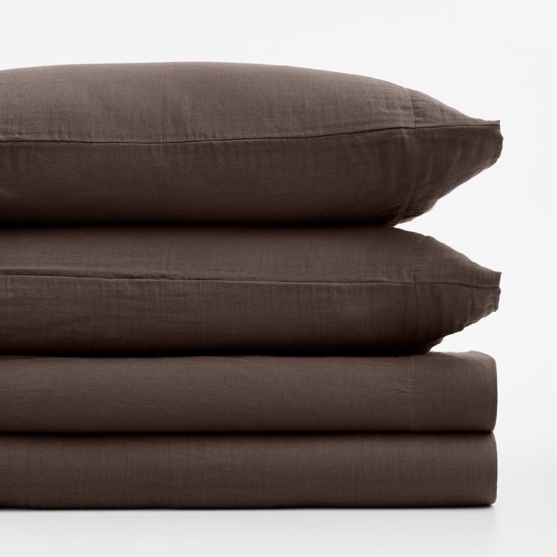 Supersoft Cacao Brown 100% Organic Cotton Gauze Kids Full Sheet Set - image 1 of 5