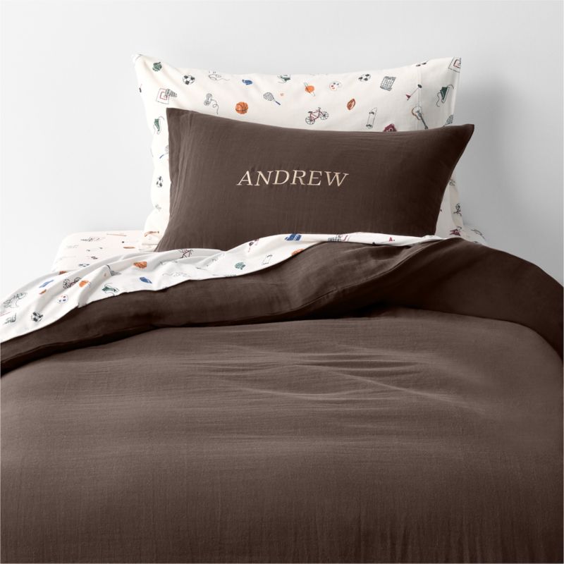 Supersoft Cacao Brown 100% Organic Cotton Gauze Kids Twin Duvet Cover - image 5 of 10