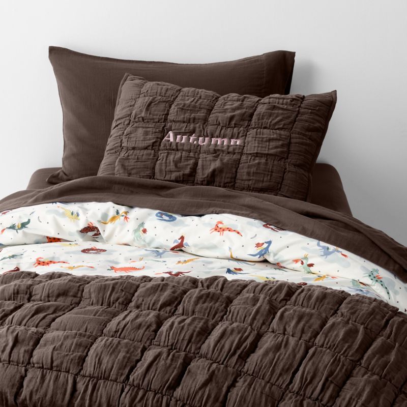 Supersoft Snuggle Puff Cacao Brown Organic Cotton Gauze Kids Pillow Sham - image 3 of 6