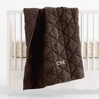 Supersoft Snuggle Puff Cacao Brown 100% Organic Cotton Baby Crib Quilt