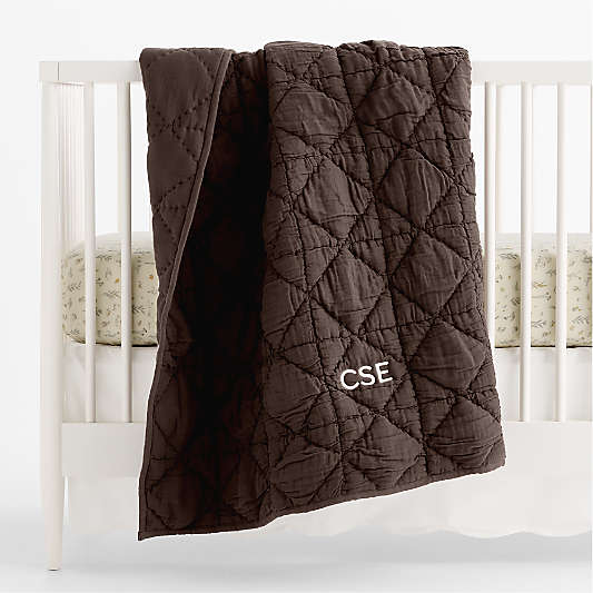 Supersoft Snuggle Puff Cacao Brown 100% Organic Cotton Baby Crib Quilt