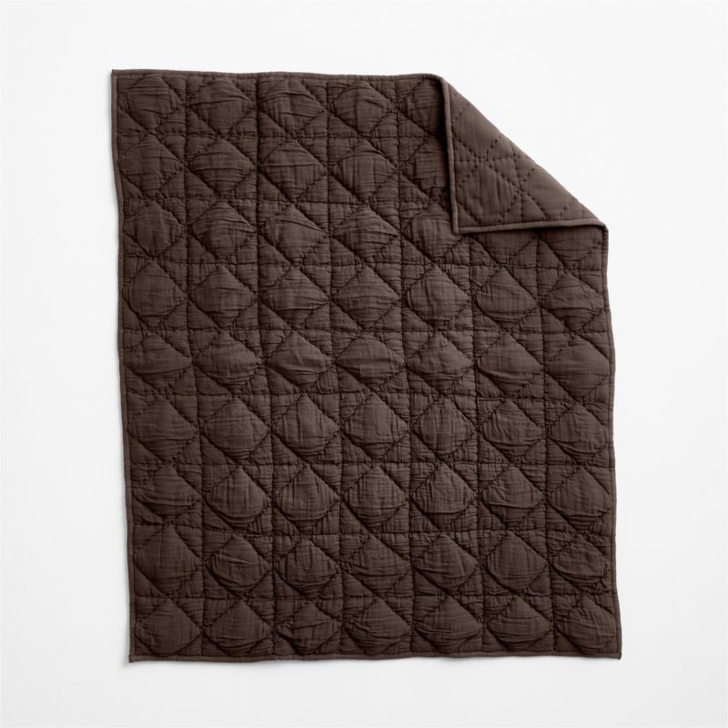 Supersoft Snuggle Puff Cacao Brown Organic Cotton Gauze Baby Crib Quilt - image 4 of 7