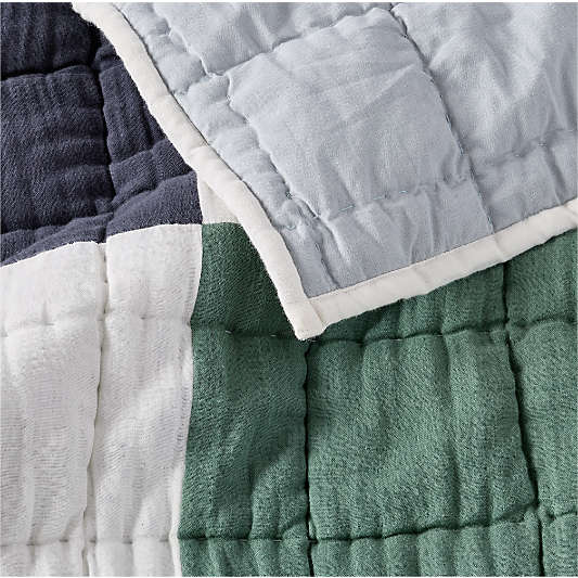 Supersoft Cool Toned Upcycled 100% Organic Cotton Gauze Kids Full/Queen Quilt