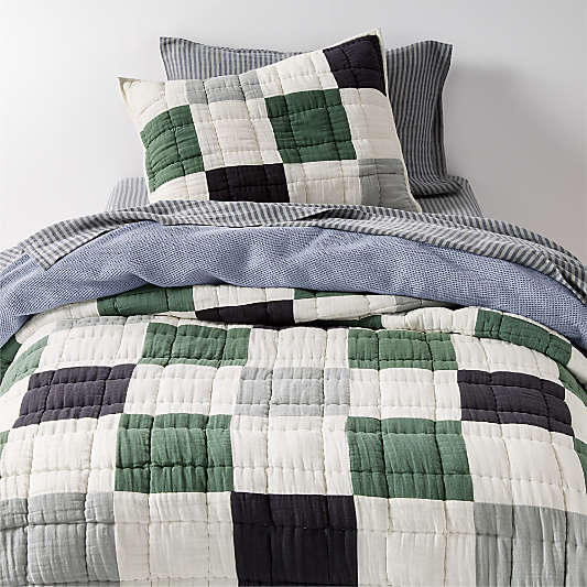 Supersoft Cool Toned Upcycled Organic Cotton Gauze Kids Quilt Duvet Bedding Set