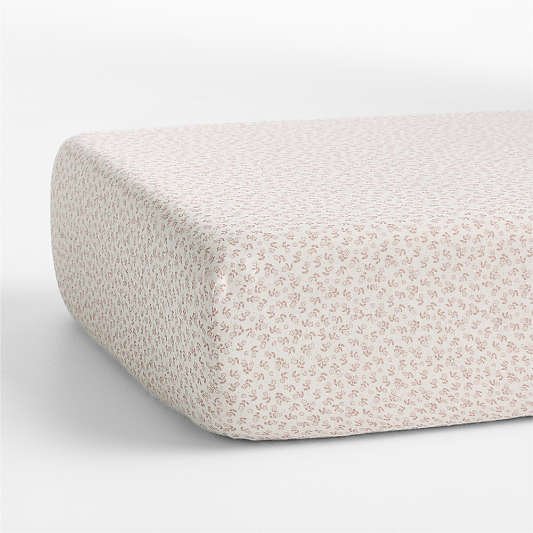 Supersoft Buttercup Block Print Organic Cotton Gauze Baby Crib Fitted Sheet