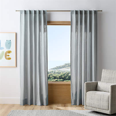 Supersoft Mist Blue 100% Organic Cotton Kids Curtain Panel 44"x96"