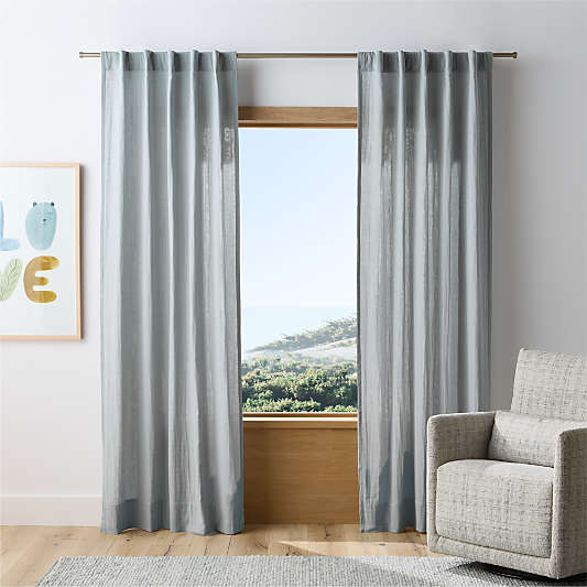 Supersoft Mist Blue Organic Cotton Kids Curtain Panel
