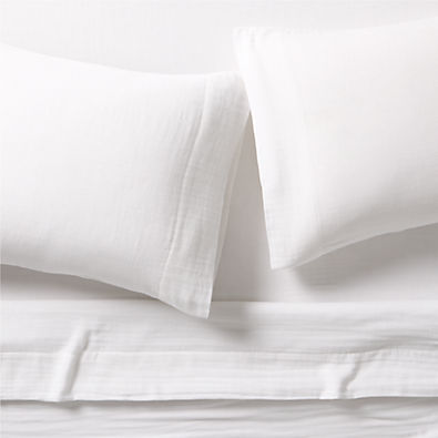 View Organic Cotton Gauze Crisp White King Bed Sheet Set details