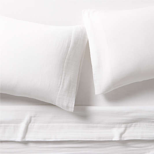 Supersoft Organic Cotton Gauze Crisp White King Bed Sheet Set