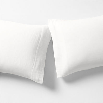 View Organic Cotton Gauze Crisp White Standard Pillowcases, Set of 2 details