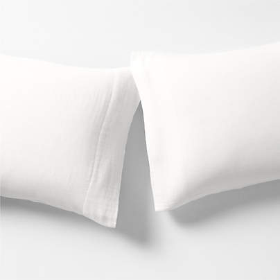 Supersoft Organic Cotton Gauze Crisp White Standard Pillowcases, Set of 2