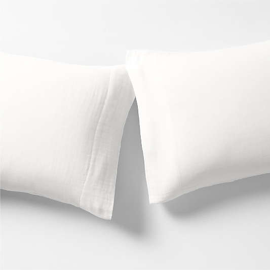 Supersoft Organic Cotton Gauze Crisp White King Pillowcases, Set of 2