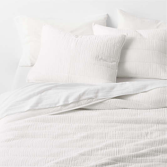 Organic Cotton Gauze Crisp White Channel Stitch Quilt