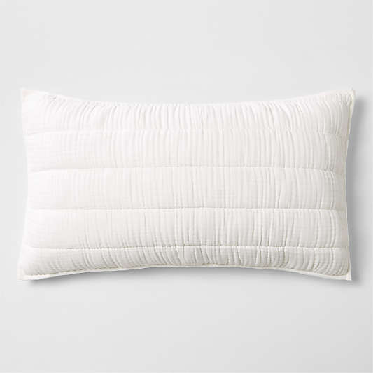 Organic Cotton Gauze Crisp White King Quilted Bed Pillow Sham