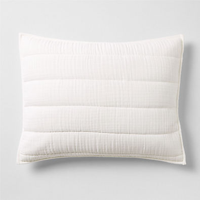 View Organic Cotton Gauze Crisp White Standard Quilted Bed Pillow Sham details