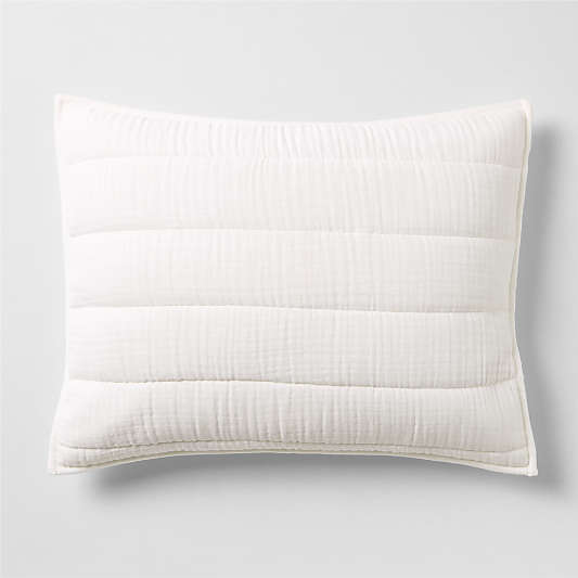 Organic Cotton Gauze Crisp White Quilted Bed Pillow Sham