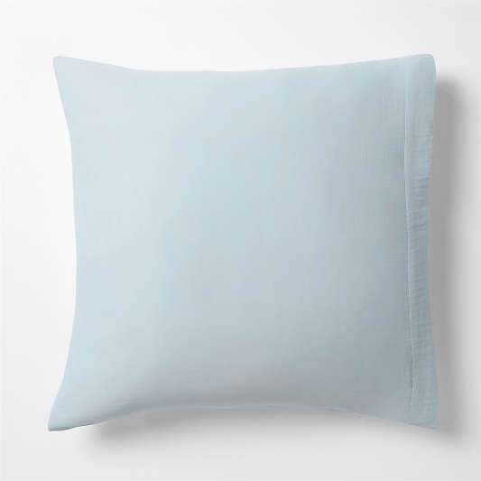 Organic Cotton Gauze Pale Blue Euro Bed Pillow Sham