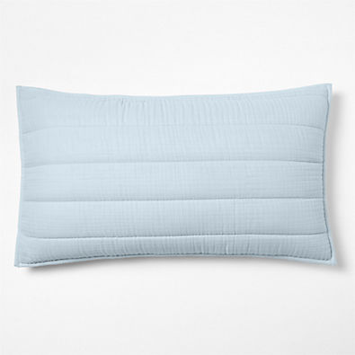 View Organic Cotton Gauze Pale Blue King Quilted Bed Pillow Sham details