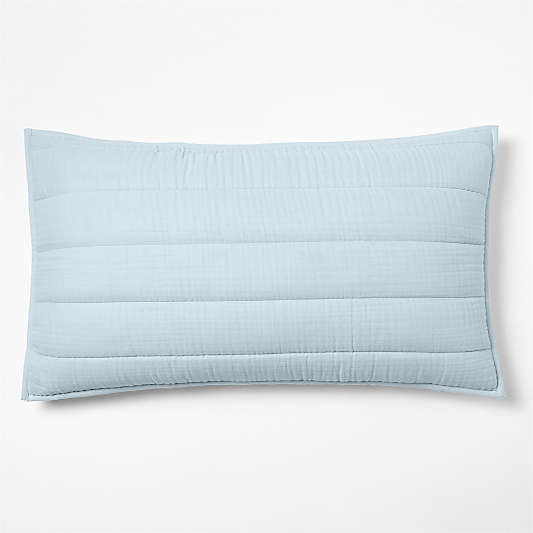 Organic Cotton Gauze Pale Blue King Quilted Bed Pillow Sham
