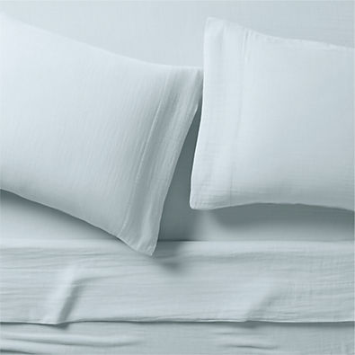 View Organic Cotton Gauze Pale Blue Queen Bed Sheet Set details